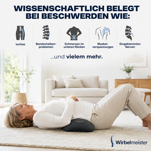 Wirbelmeister — 3-in-1 Rückenmassagegerät mit Tiefenwärme, Dehnung & Punktmassage
