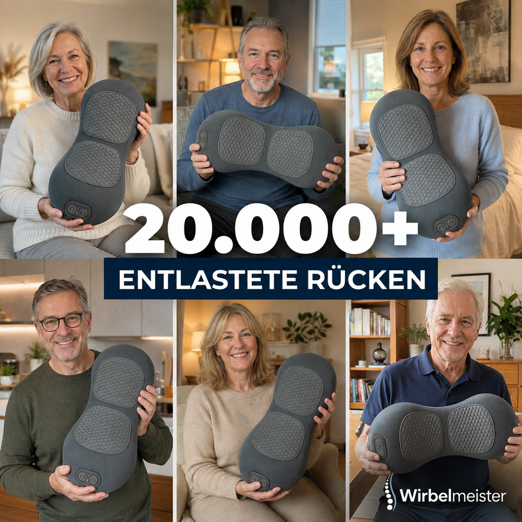 Wirbelmeister — 3-in-1 Rückenmassagegerät mit Tiefenwärme, Dehnung & Punktmassage